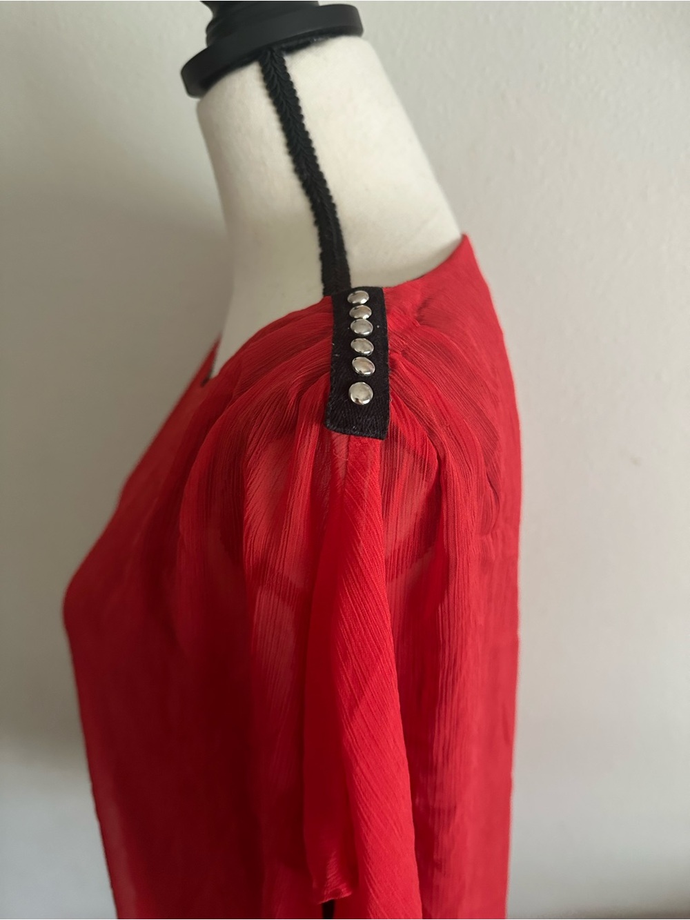 Apt. 9 Vibrant Red Pleated Dress Top with Black Lining - Picture 3 of 5
